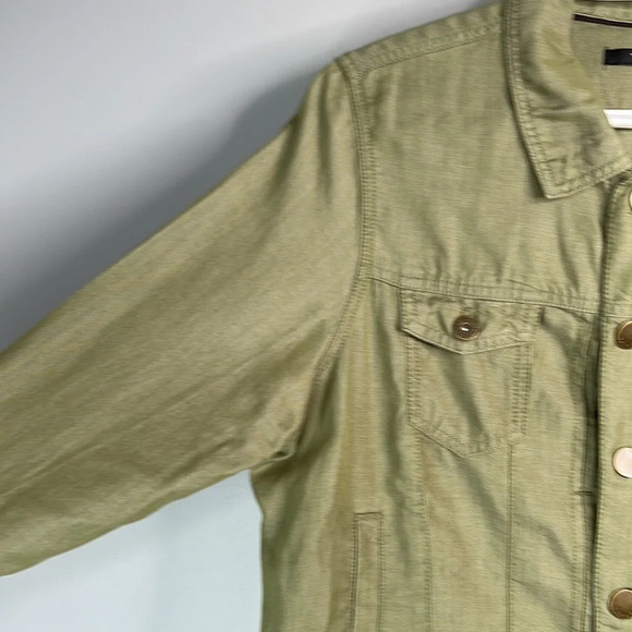 TAHARI Olive Green Lyocell Utility Jacket Button Snap Closure Lightweight Size L - Picture 6 of 14